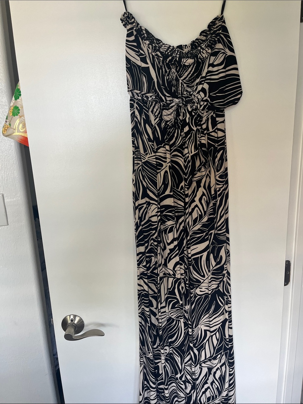 Patrons of Peace Black and Cream Abstract Leaf Maxi Dress
